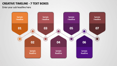 Creative Timeline - 7 Text Boxes PPT Slide 1