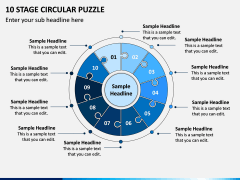 10 Stage Circular Puzzle PPT Slide 1