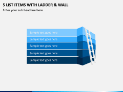 5 List Items with Ladder & Wall PPT Slide 1