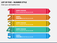 List of Five - Number Style PPT Slide 1