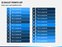 22 Bullet Points List PPT Slide 1