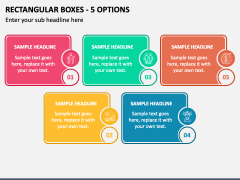 Rectangular Boxes - 5 Options PPT Slide 1