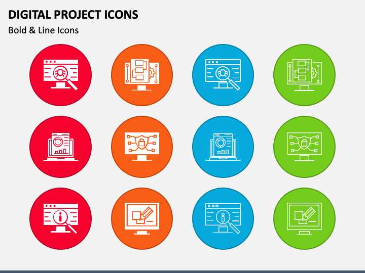 Digital Project Icons PPT Slide 1