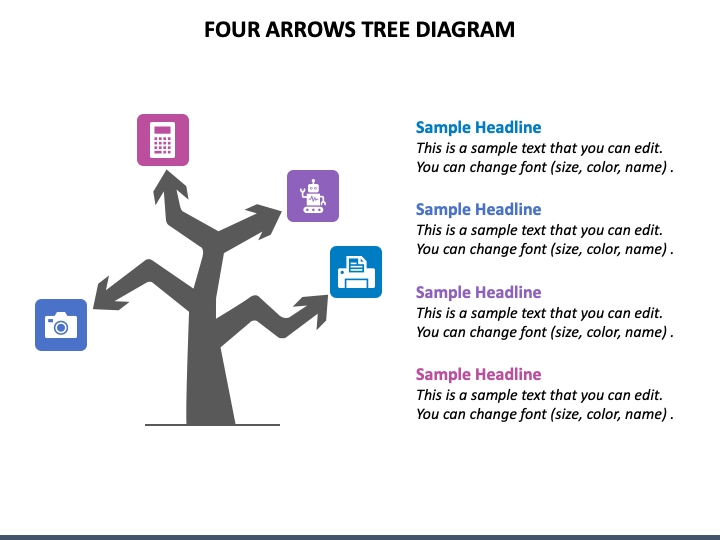 Four Arrows Tree Diagram PPT Slide 1