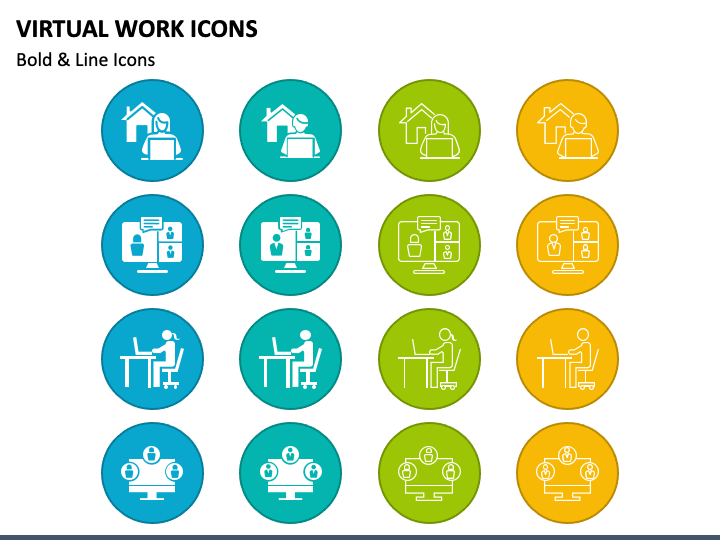 Virtual Work Icons PPT Slide 1