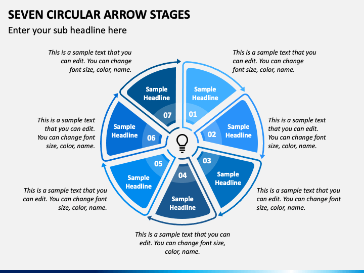 Seven Circular Arrow Stages PPT Slide 1