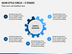 Gear Style Circle – 5 Stages PPT Slide 1
