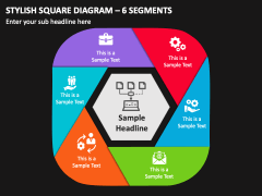 Stylish Square Diagram - 6 Segments PPT Slide 2