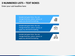 3 Numbered Lists – Text Boxes PPT Slide 1