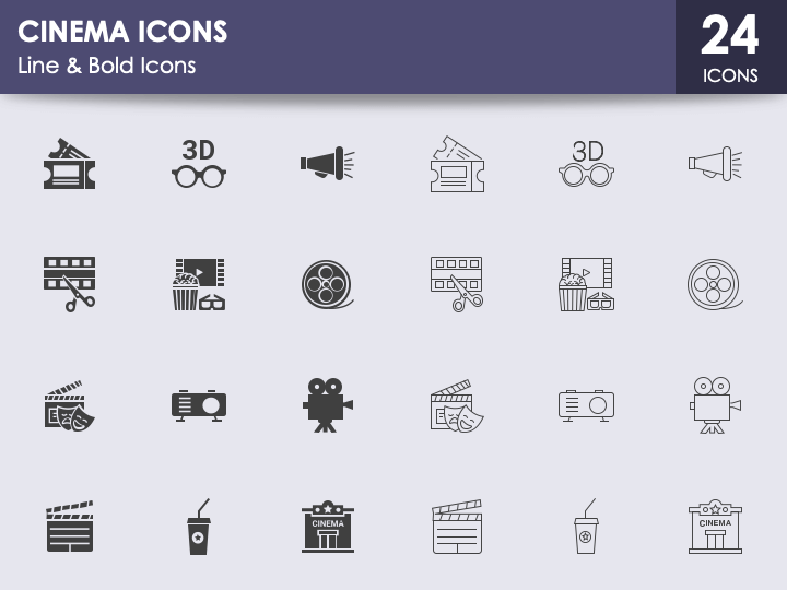 Cinema Icons for PowerPoint and Google Slides