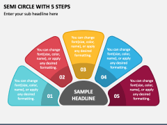Semi Circle with 5 Steps PPT Slide 1