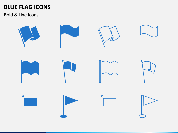 Blue Flag Icons PowerPoint Template - PPT Slides