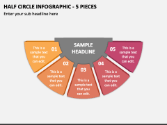 Half Circle Infographic - 5 Pieces PPT Slide 1