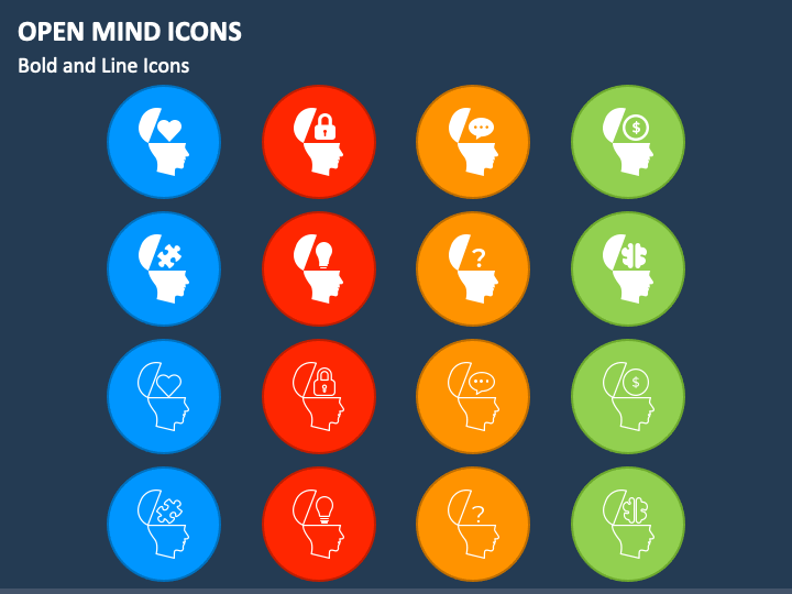 Open Mind Icons PPT Slide 1