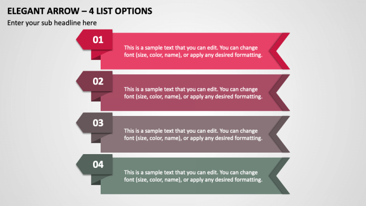 Elegant Arrow - 4 List Options PPT Slide 1