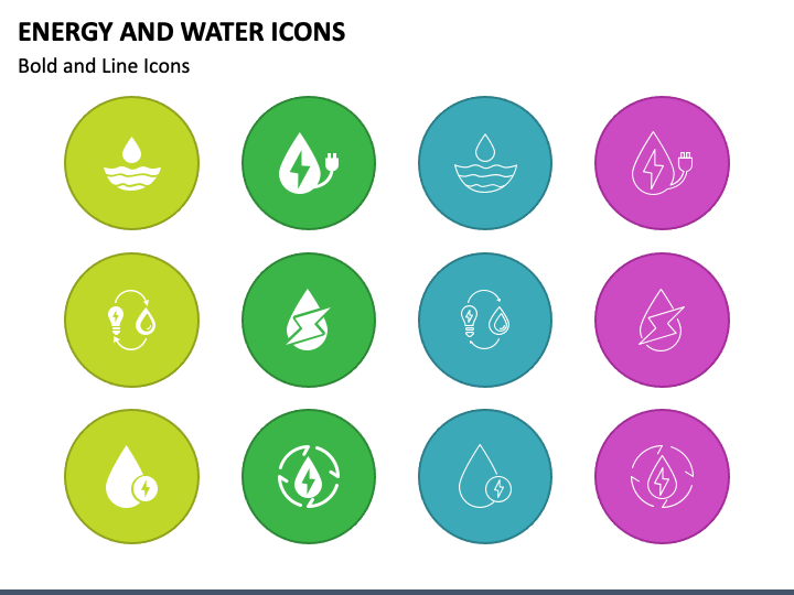 Energy and Water Icons PPT Slide 1