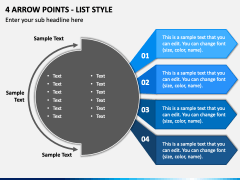4 Arrow Points - List Style PPT Slide 2