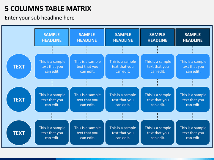 5 Columns Table Matrix PPT Slide 1