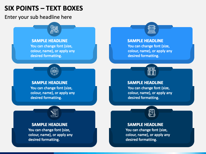 Six Points Text Boxes PPT Slide 1