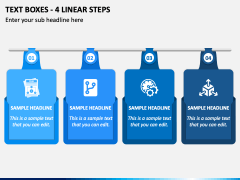 Text Boxes - 4 Linear Steps PPT Slide 2