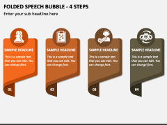 Folded Speech Bubble - 4 Steps PPT Slide 1