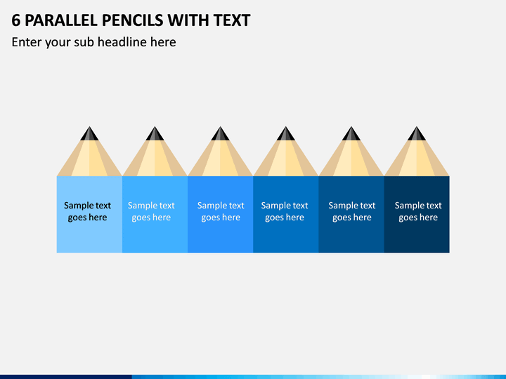 6 Parallel Pencils with Text PPT Slide 1