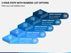 5 Stair Steps With Numeric List Options PPT Slide 1