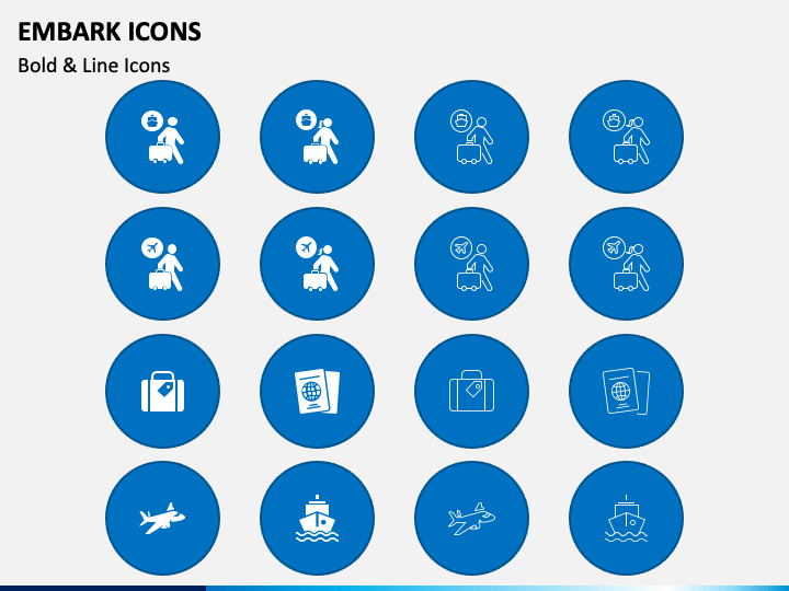Embark Icons for PowerPoint and Google Slides PPT Slides