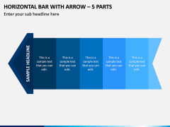 Horizontal Bar With Arrow - 5 Parts PPT Slide 1