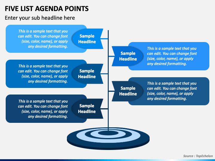 Five List Agenda Points PPT Slide 1
