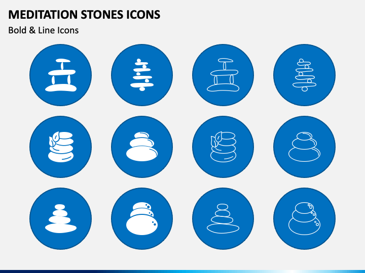 Meditation Stones Icons PPT Slide 1