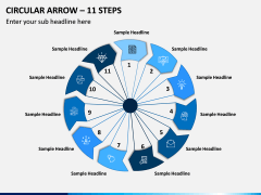 Circular Arrow - 11 Steps PPT Slide 1