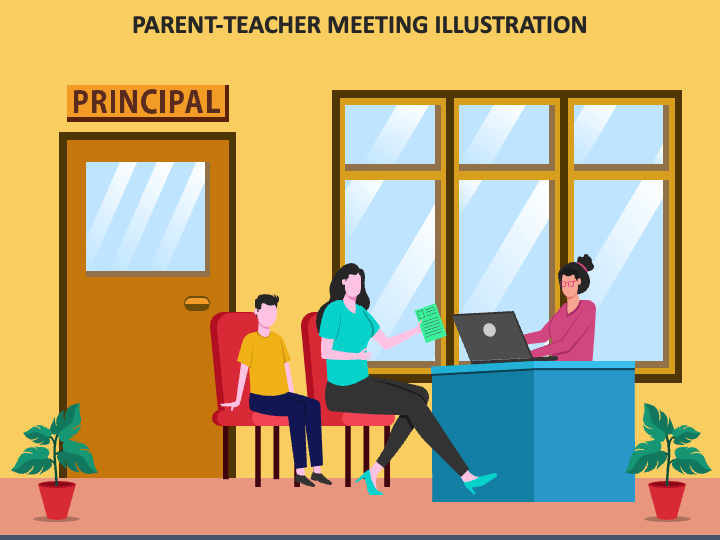 Parent-Teacher Meeting Illustration PPT Slide 1