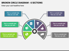 Broken Circle Diagram - 6 Sections PPT Slide 1