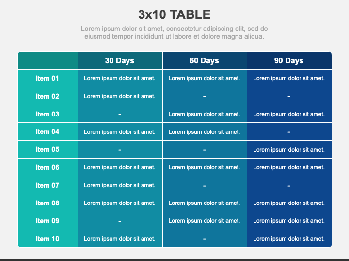 3x10 Table PPT Slide 1