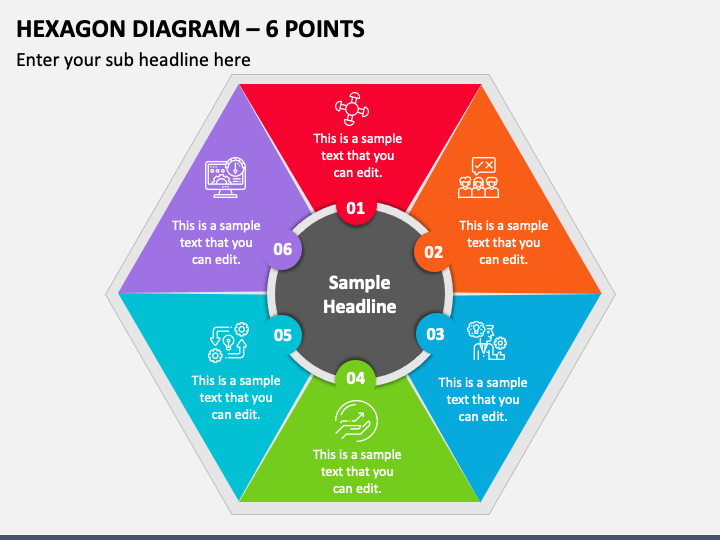 Hexagon Diagram - 6 Points PPT Slide 1