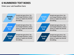6 Numbered Text Boxes PPT Slide 1