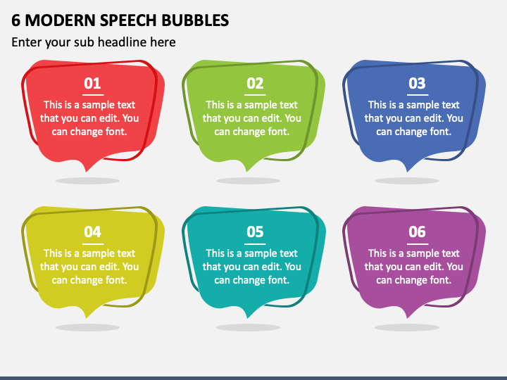 6 Modern Speech Bubbles PPT Slide 1