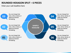 Rounded Hexagon Split – 6 Pieces PPT Slide 1