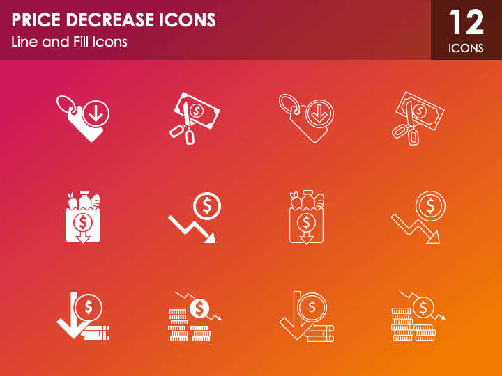 Price Decrease Icons for PowerPoint and Google Slides