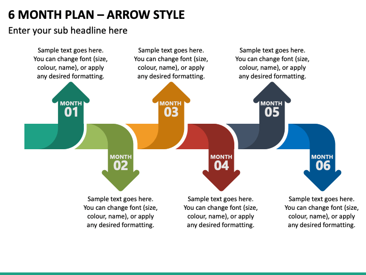 6 Month Plan - Arrow Style PowerPoint Template - PPT Slides