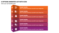 6 Options Animated List with Icon PPT Slide 1