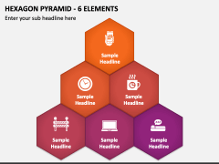 Hexagon Pyramid - 6 Elements PPT Slide 1