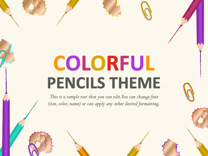 Colorful Pencils Theme PPT Slide 1