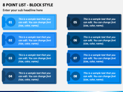 8 Point List - Block Style PPT Slide 2