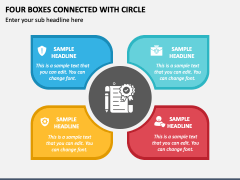 Four Boxes Connected with Circle PPT Slide 1