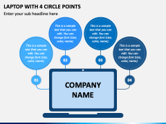 Laptop with 4 Circle Points PPT Slide 1