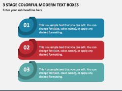 3 Stage Colorful Modern Text Boxes PPT Slide 1