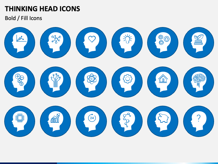 Thinking Head Icons PPT Slide 1