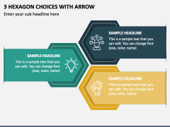 3 Hexagon Choices with Arrow PPT Slide 1
